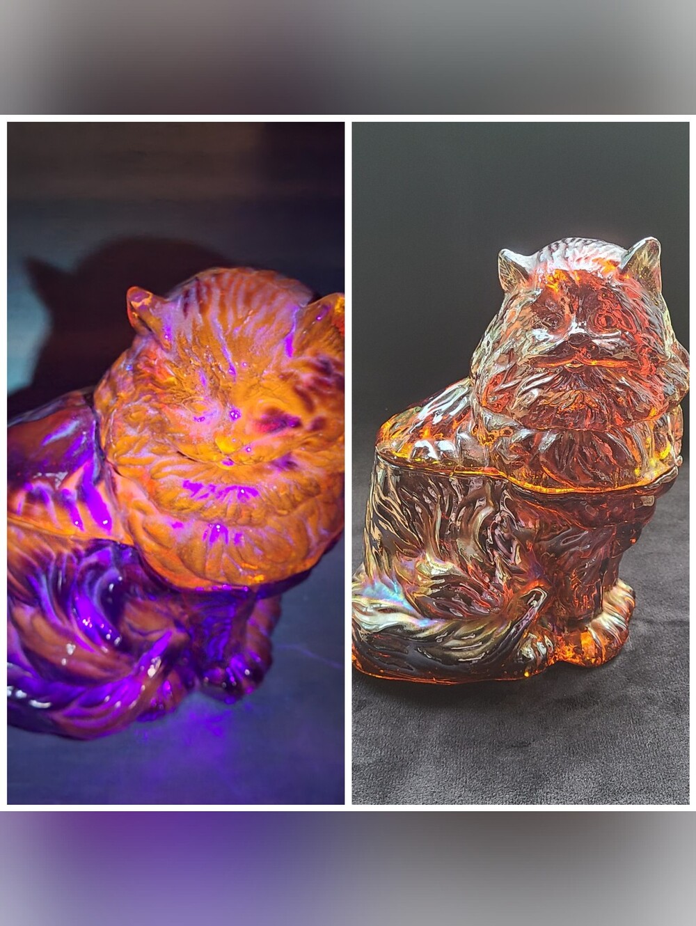 Amberina Cadmium Glowing Mosser Glass Cat Vintage Hard To Find